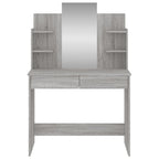 vidaXL Schminktisch mit Spiegel Grau Sonoma 96x39x142 cm