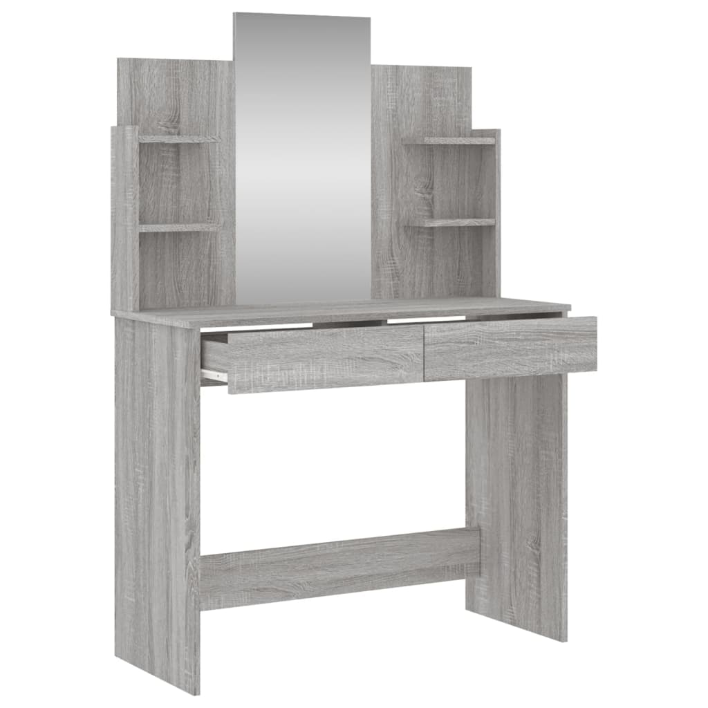 vidaXL Schminktisch mit Spiegel Grau Sonoma 96x39x142 cm