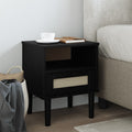 vidaXL Nachttisch SENJA Rattan-Look Schwarz 40x35x48 Massivholz Kiefer