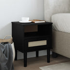 vidaXL Nachttisch SENJA Rattan-Look Schwarz 40x35x48 Massivholz Kiefer