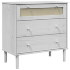 vidaXL Schubladenkommode SENJA Rattan-Look Weiß 80x40x80 Kiefernholz