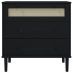 vidaXL Schubladenkommode SENJA Rattan-Look Schwarz 80x40x80 Kieferholz
