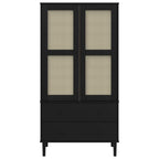 vidaXL Kleiderschrank SENJA Rattan-Optik Schwarz 90x55x175 cm