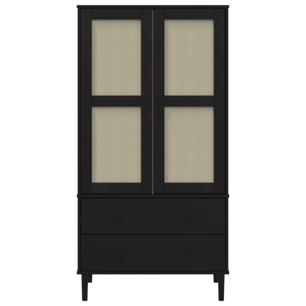 vidaXL Kleiderschrank SENJA Rattan-Optik Schwarz 90x55x175 cm