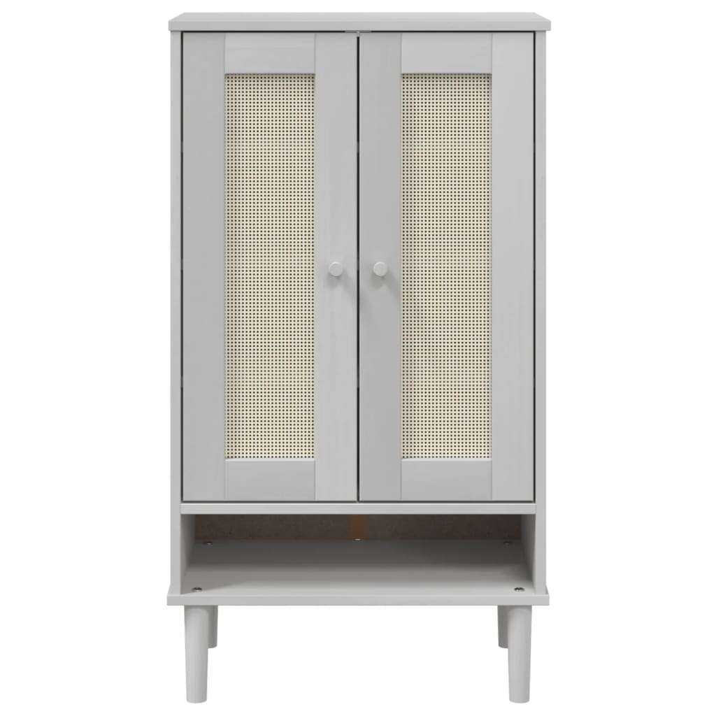 vidaXL Schuhschrank SENJA Rattan-Optik Weiß 59,5x35x107cm Kiefernholz