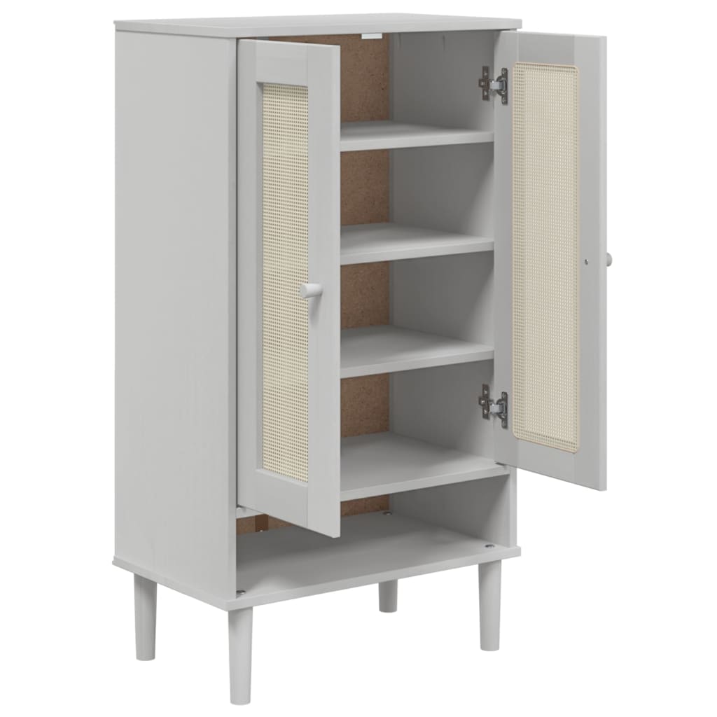 vidaXL Schuhschrank SENJA Rattan-Optik Weiß 59,5x35x107cm Kiefernholz