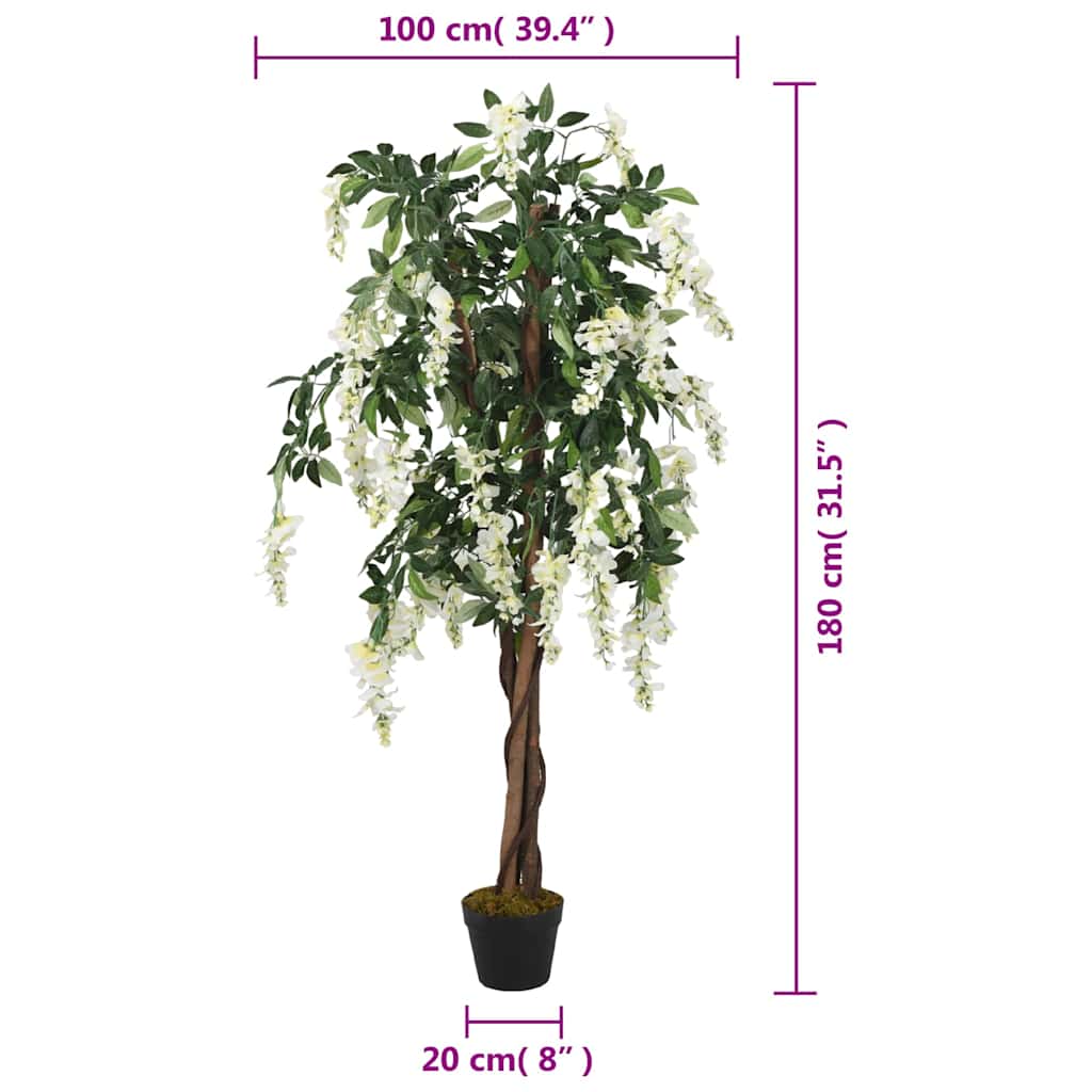vidaXL Glyzinienbaum Künstlich 1260 Blätter 180 cm Grün und Weiß