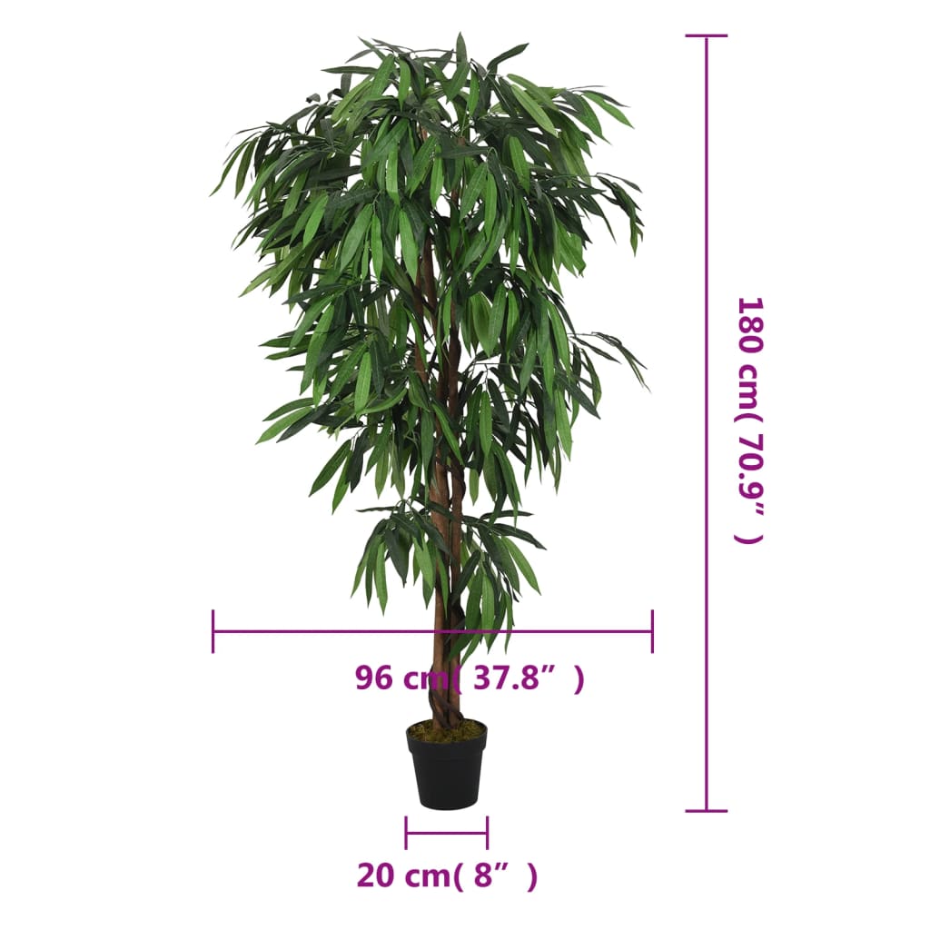 vidaXL Mangobaum Künstlich 900 Blätter 180 cm Grün