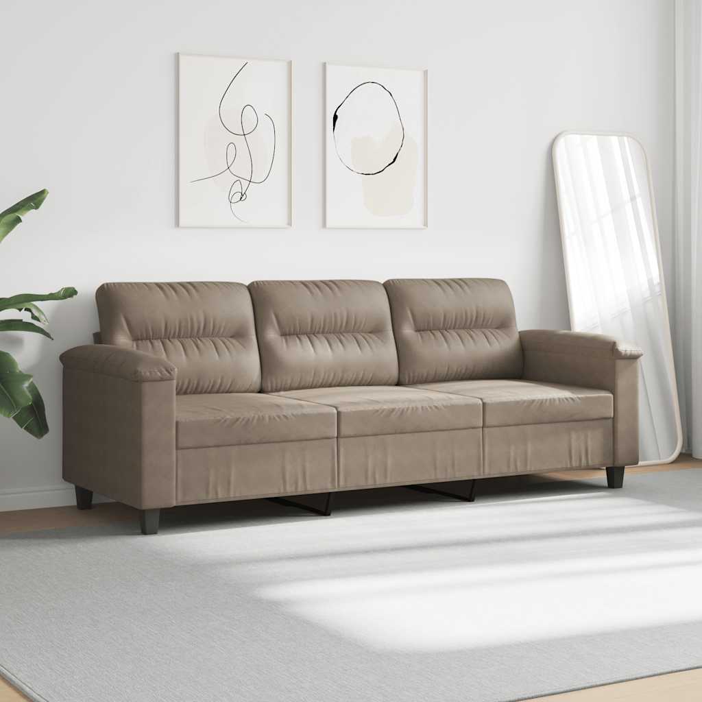 vidaXL 3-Sitzer-Sofa Taupe 180 cm Mikrofasergewebe