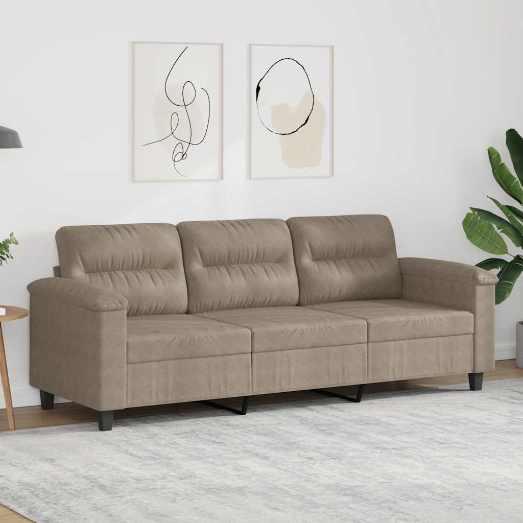 vidaXL 3-Sitzer-Sofa Taupe 180 cm Mikrofasergewebe