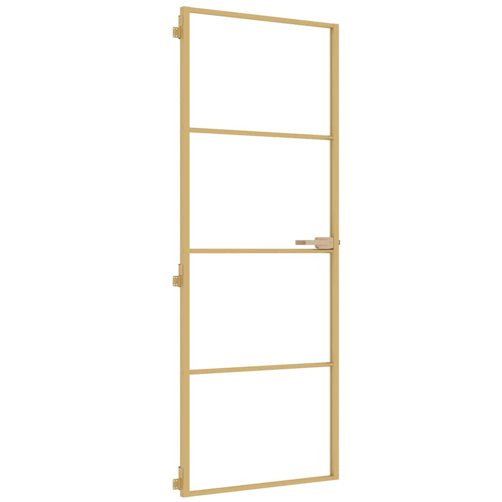 vidaXL Innentür Schlank Golden 76x201,5 cm Hartglas und Aluminium