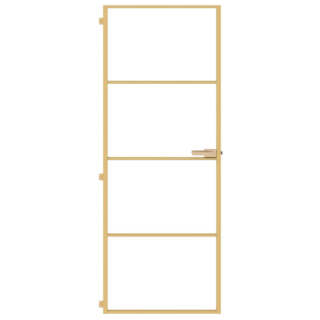 vidaXL Innentür Schlank Golden 76x201,5 cm Hartglas und Aluminium