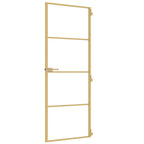 vidaXL Innentür Schlank Golden 76x201,5 cm Hartglas und Aluminium