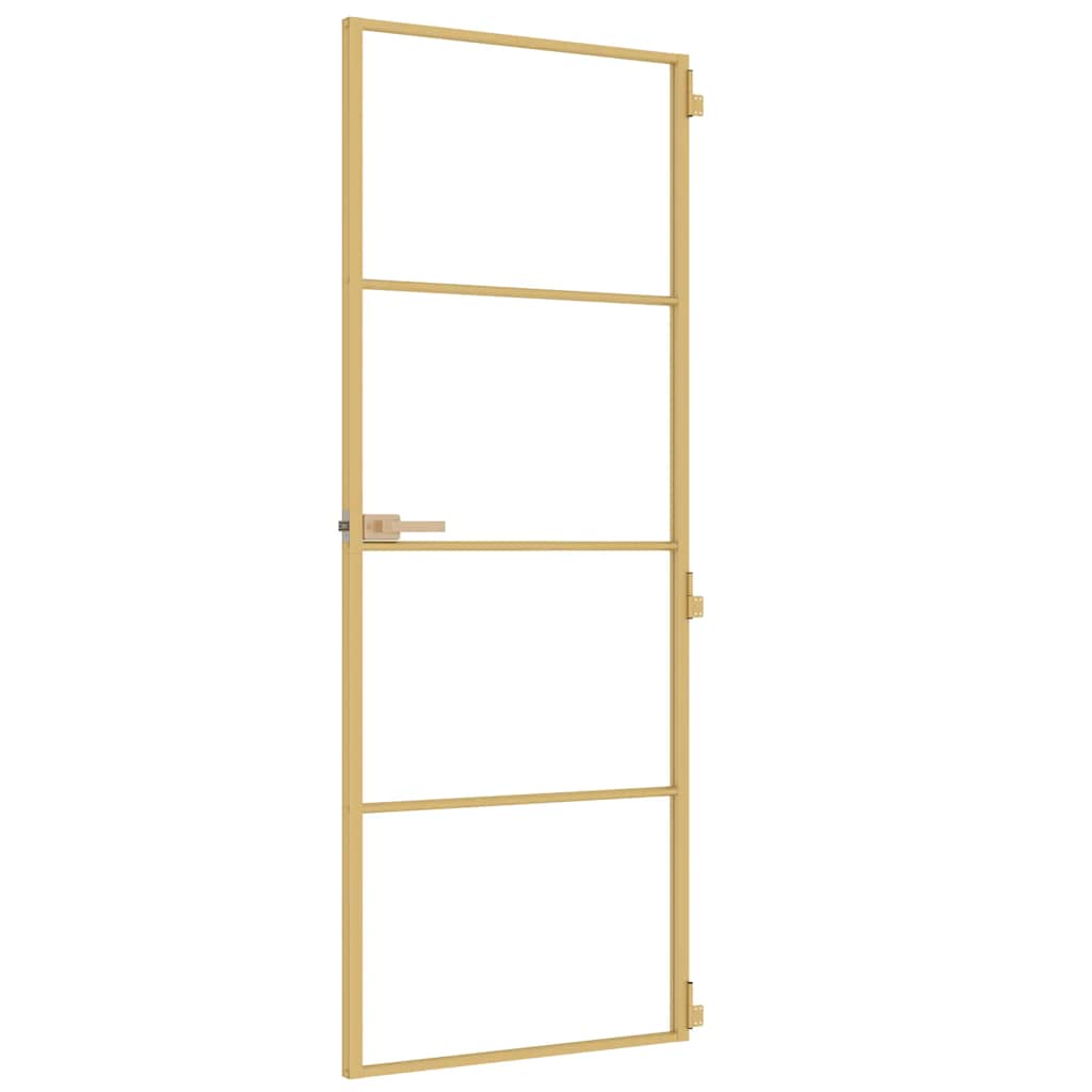 vidaXL Innentür Schlank Golden 76x201,5 cm Hartglas und Aluminium