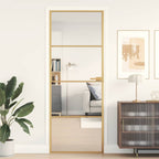 vidaXL Innentür Schlank Golden 76x201,5 cm Hartglas und Aluminium