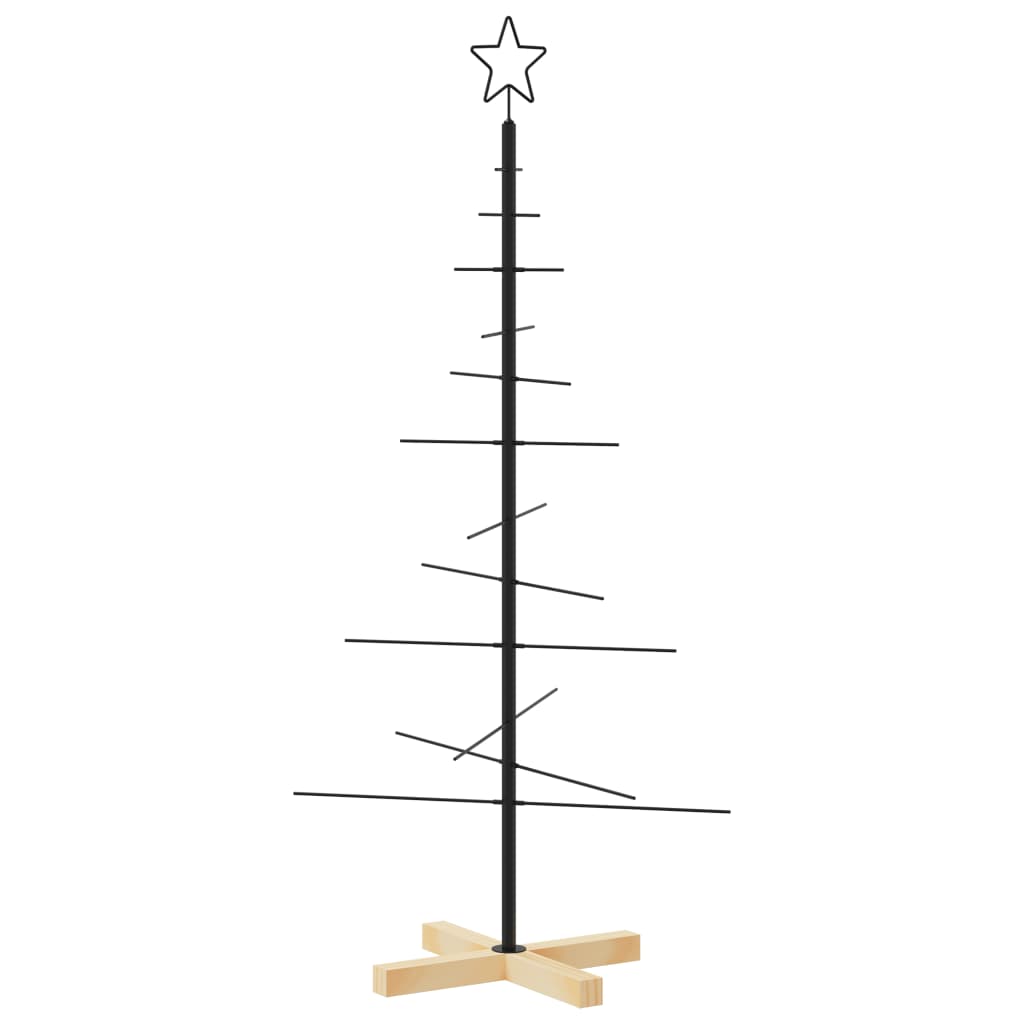 vidaXL Weihnachtsbaum Metall mit Holzständer Schwarz 120 cm