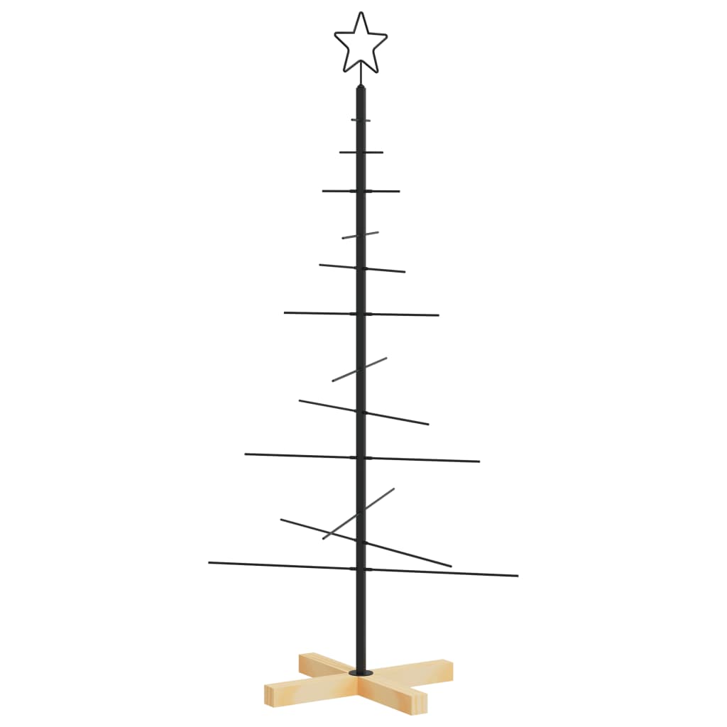 vidaXL Weihnachtsbaum Metall mit Holzständer Schwarz 120 cm