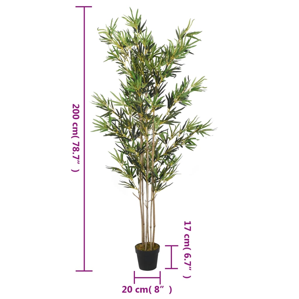 vidaXL Bambusbaum Künstlich 1380 Blätter 200 cm Grün