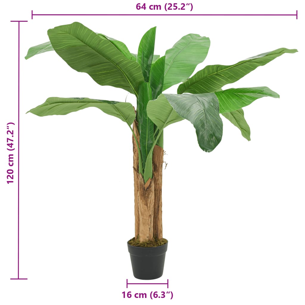vidaXL Bananenbaum Künstlich 9 Blätter 120 cm Grün