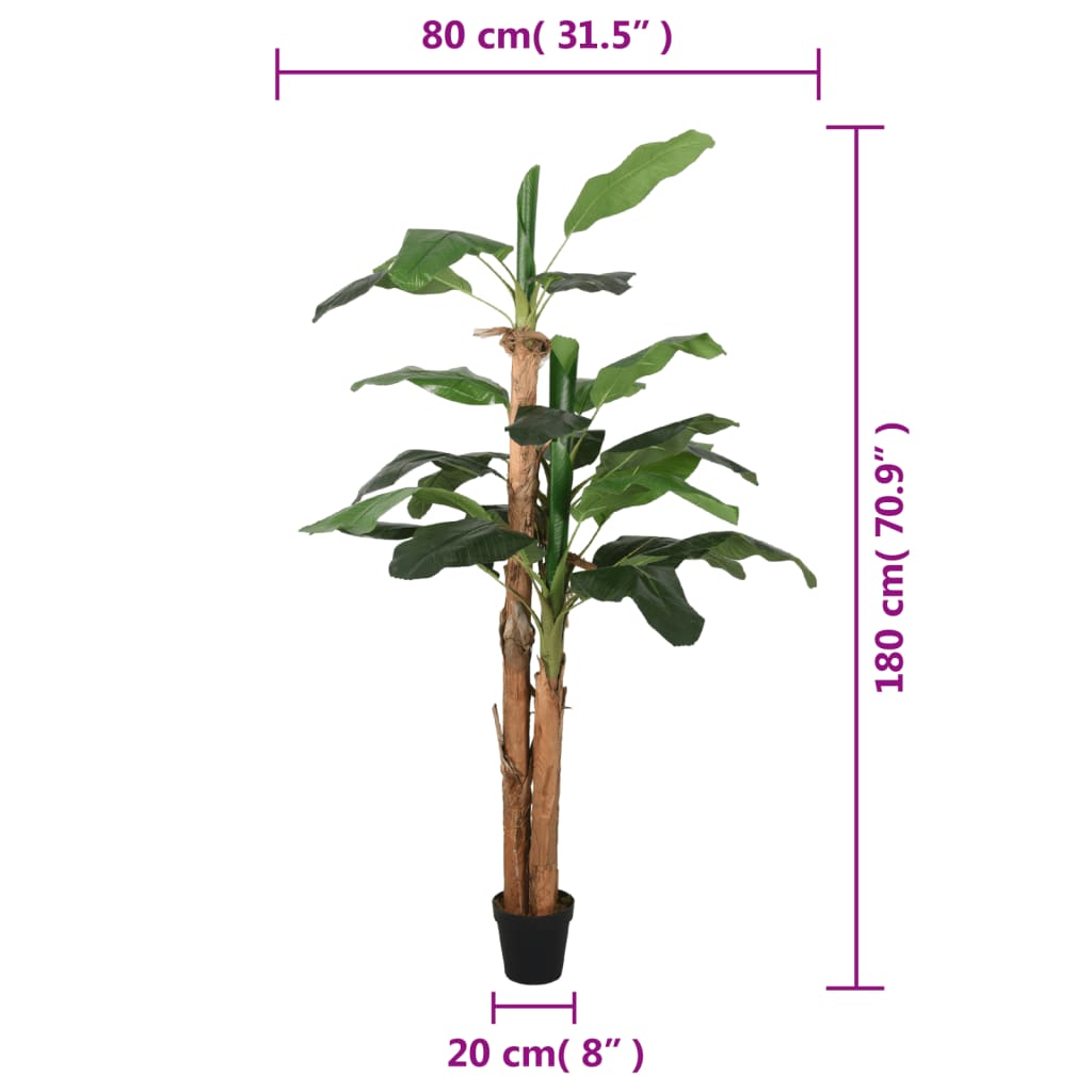 vidaXL Bananenbaum Künstlich 19 Blätter 180 cm Grün