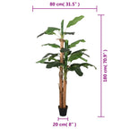 vidaXL Bananenbaum Künstlich 19 Blätter 180 cm Grün