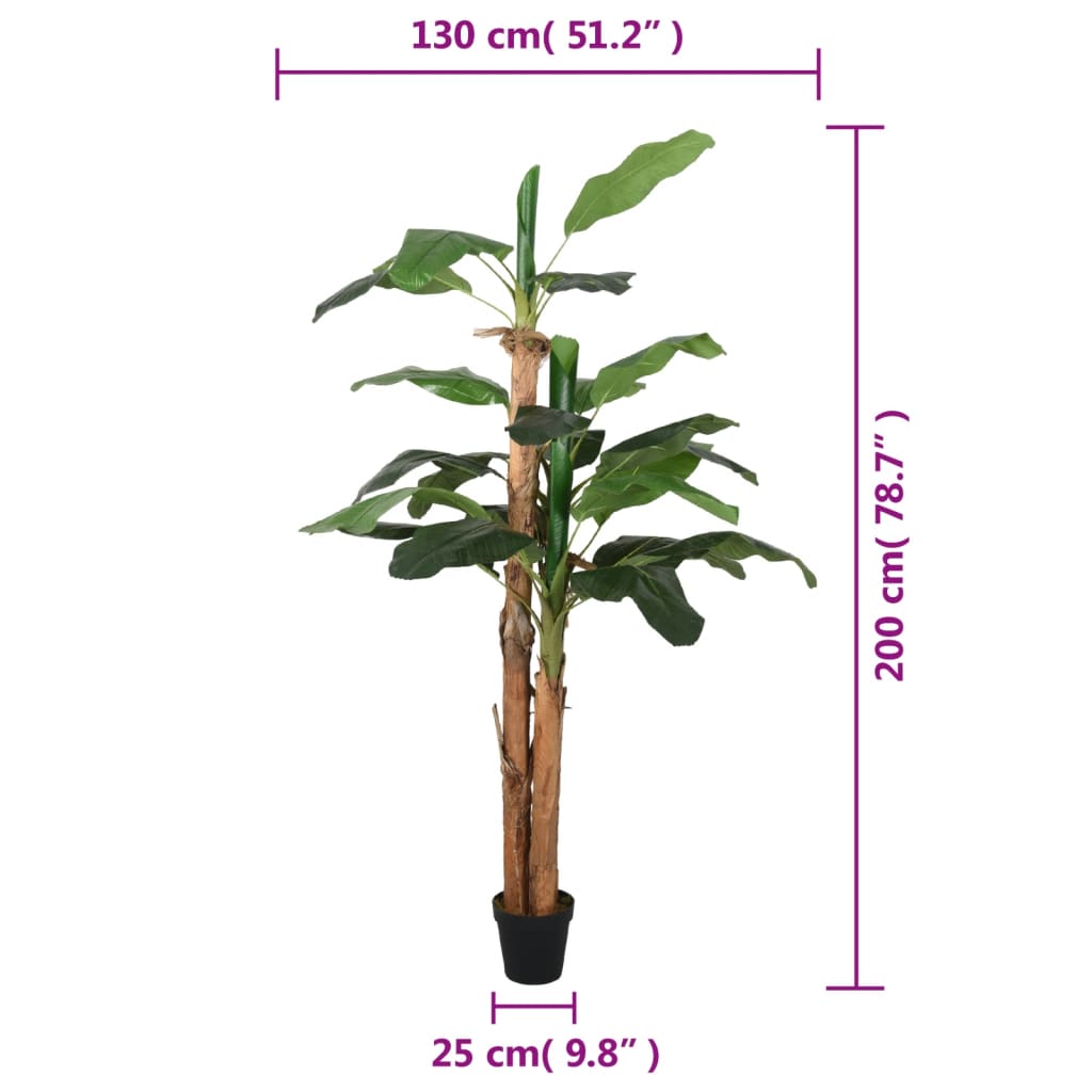 vidaXL Bananenbaum Künstlich 22 Blätter 200 cm Grün