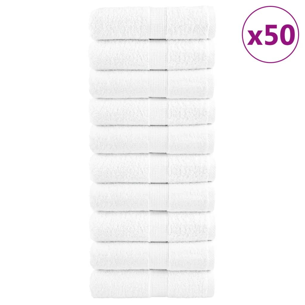 vidaXL Premium Waschlappen SOLUND 50 Stk. Weiß 15x21 cm 600 g/m²