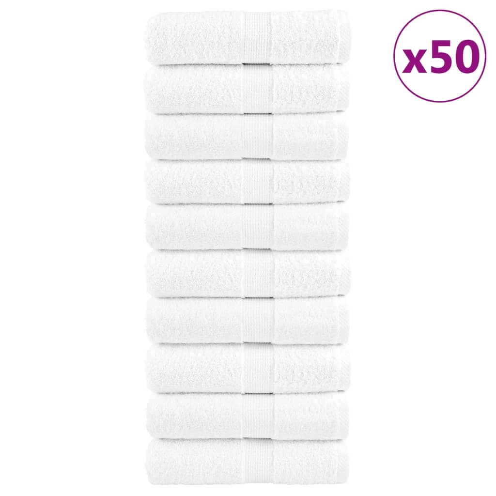 vidaXL Premium-Waschtücher SOLUND 50 Stk. Weiß 30x30 cm 600 g/m²