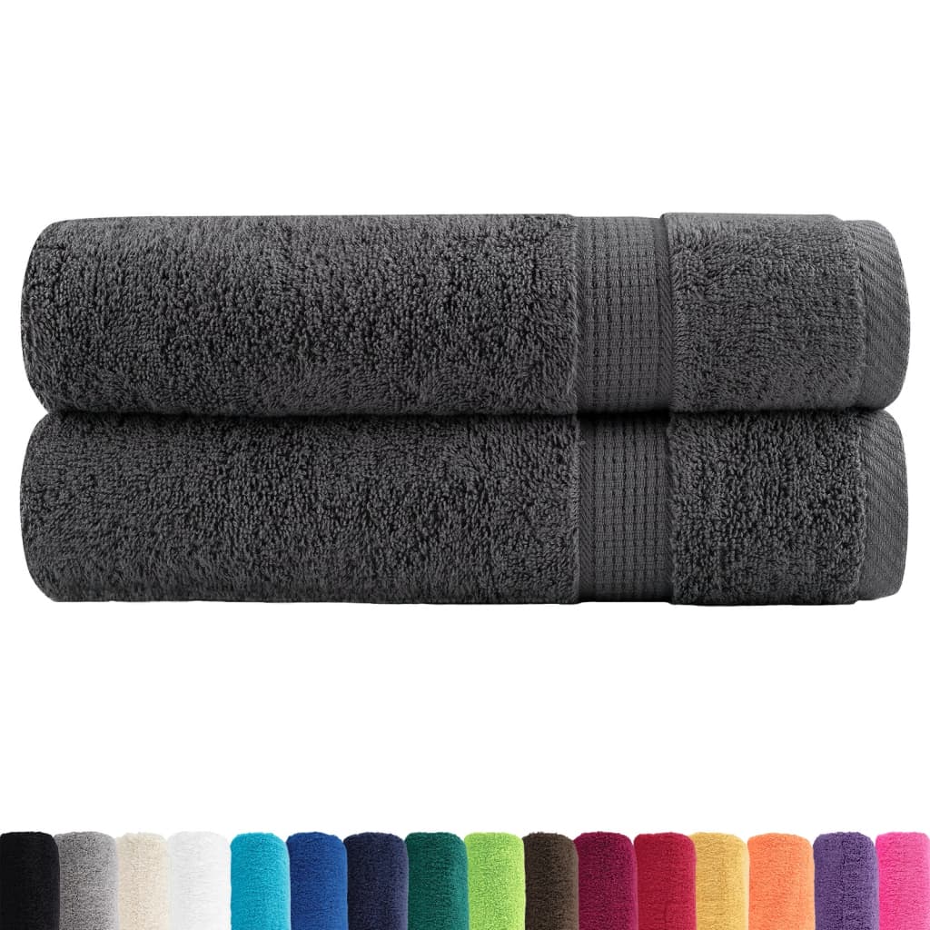 vidaXL Premium Duschtücher SOLUND 2 Stk. Anthrazit 70x140 cm 600 g/m²