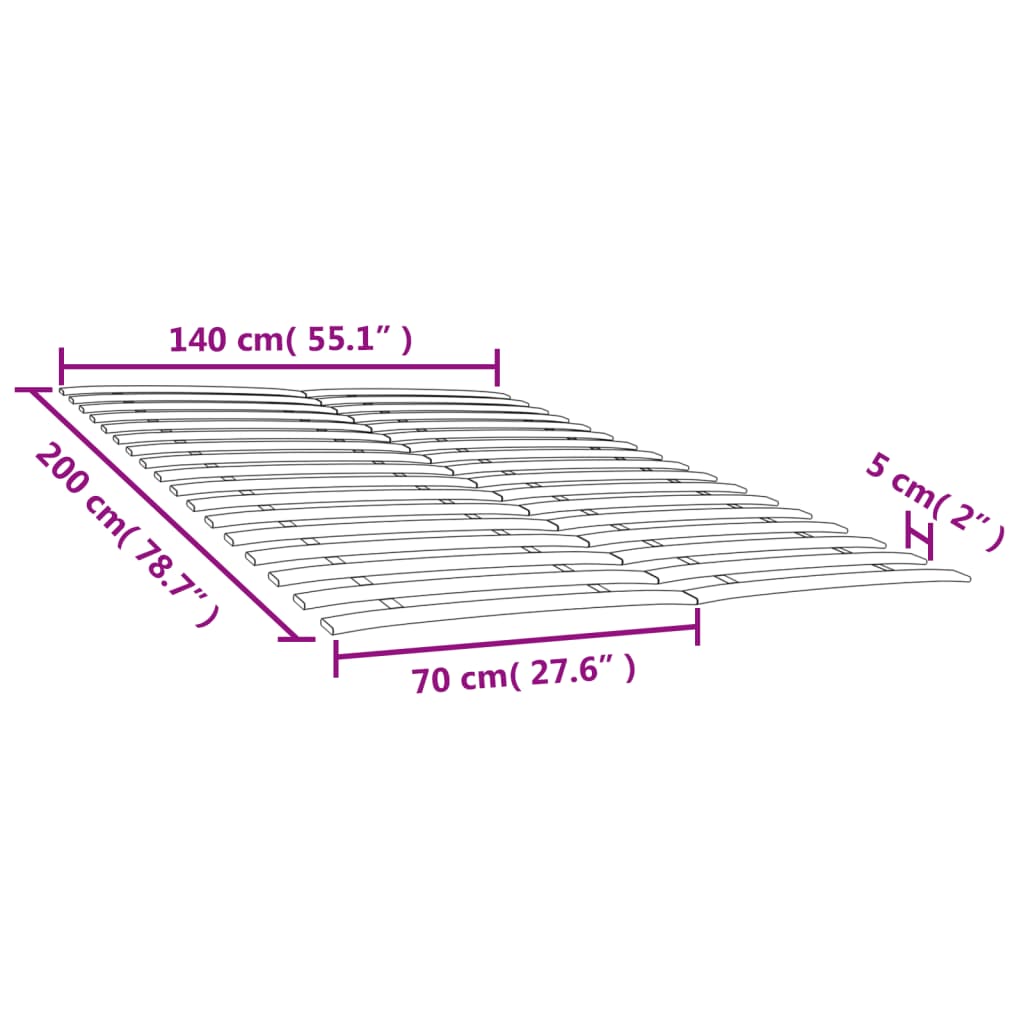 vidaXL Bettlattenrost Ersatz mit 34 Latten 2 Stk. 70x200 cm