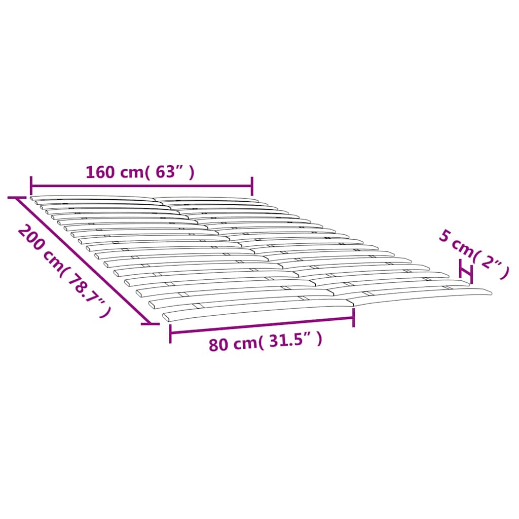 vidaXL Ersatz-Lattenrost mit 34 Latten 2 Stk. 80x200 cm