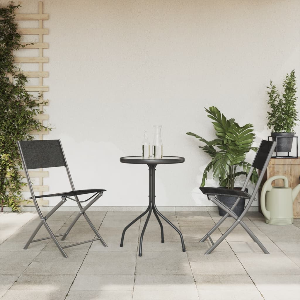 vidaXL 3-tlg. Garten-Essgruppe Schwarz Stahl