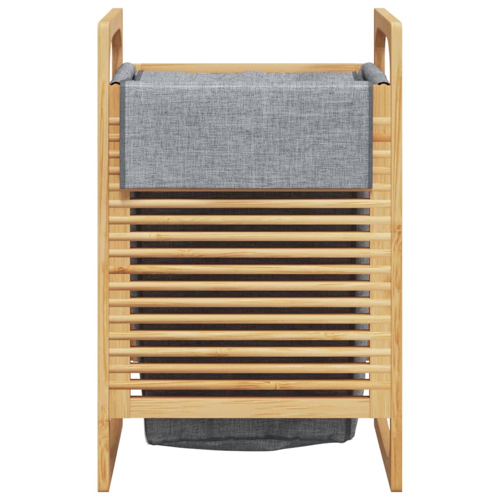 vidaXL Wäschekorb mit Innentasche in Grau 32x30x36,5 cm Bambus