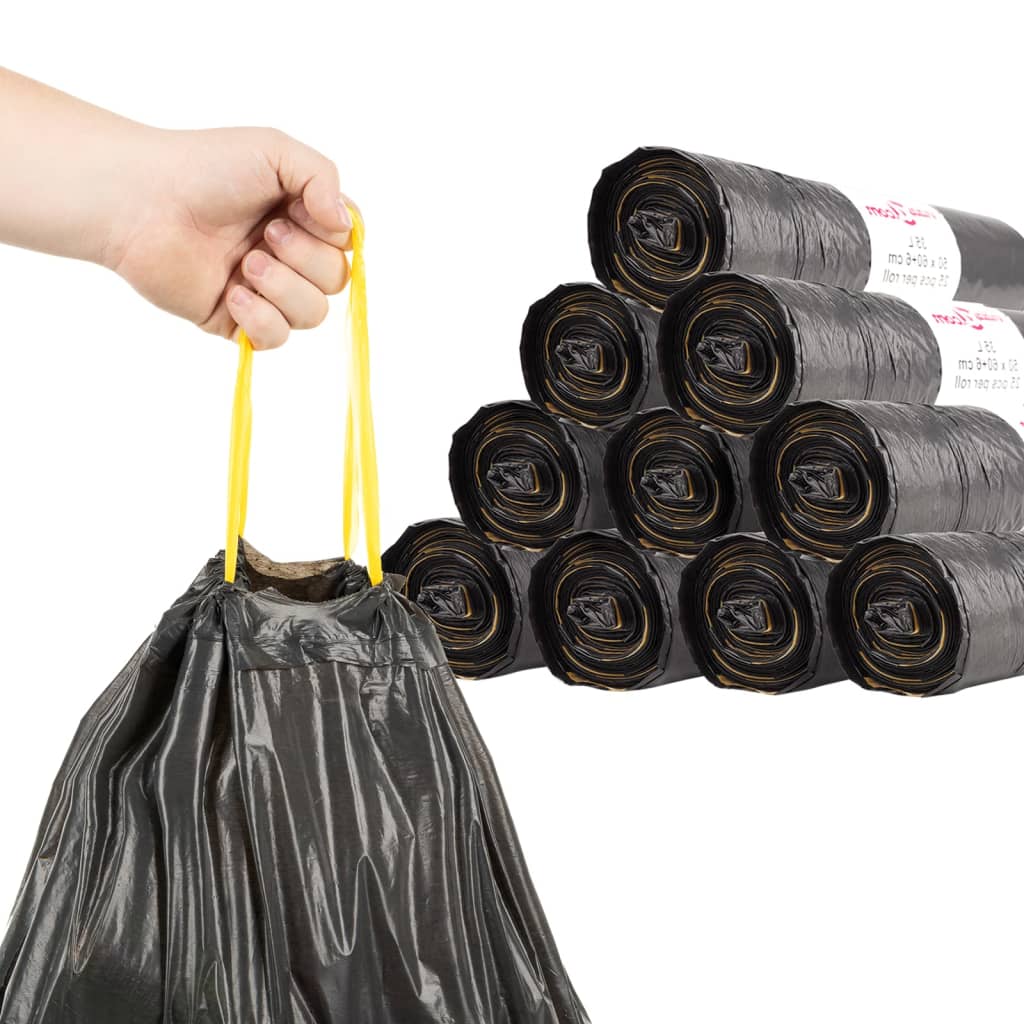 vidaXL Müllsäcke mit Zugband 150 Stk. Schwarz 240 L