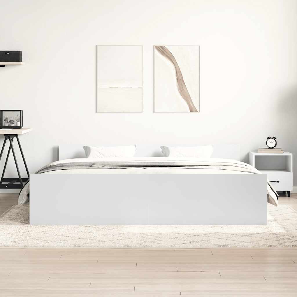 vidaXL Bettgestell mit Kopf- und Fußteil Weiß 200x200 cm