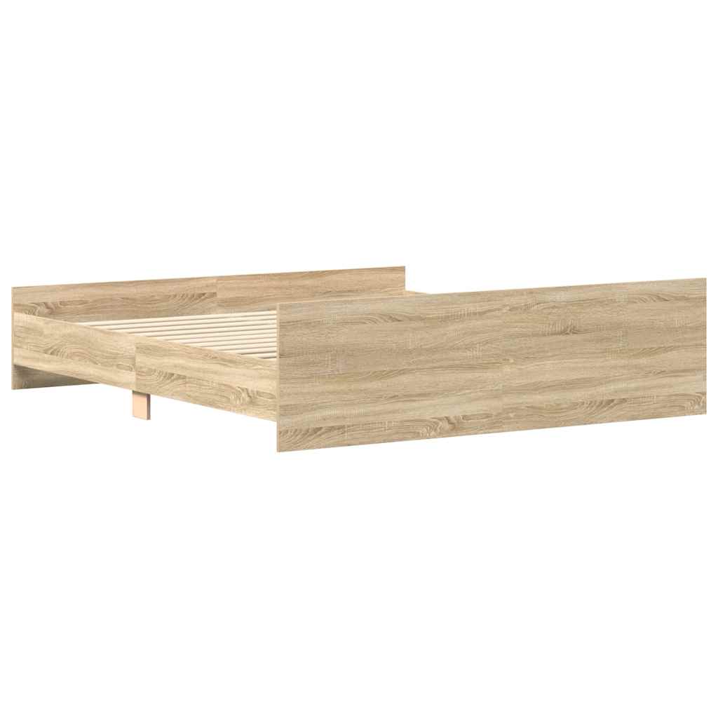 vidaXL Bettgestell mit Kopf- und Fußteil Sonoma-Eiche 200x200 cm