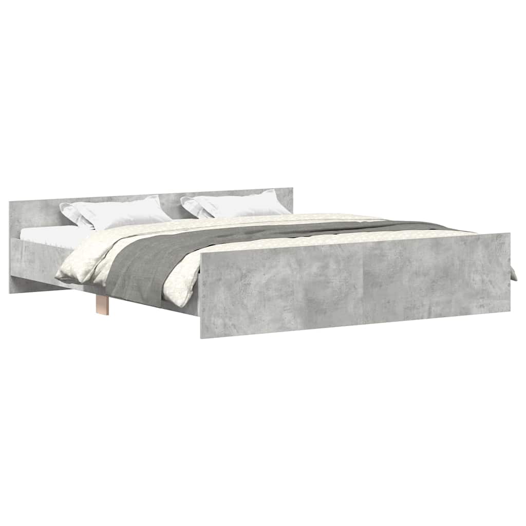 vidaXL Bettgestell mit Kopf- und Fußteil Betongrau 200x200 cm