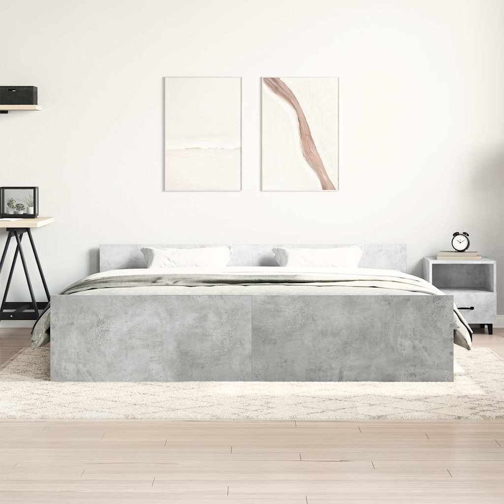 vidaXL Bettgestell mit Kopf- und Fußteil Betongrau 200x200 cm