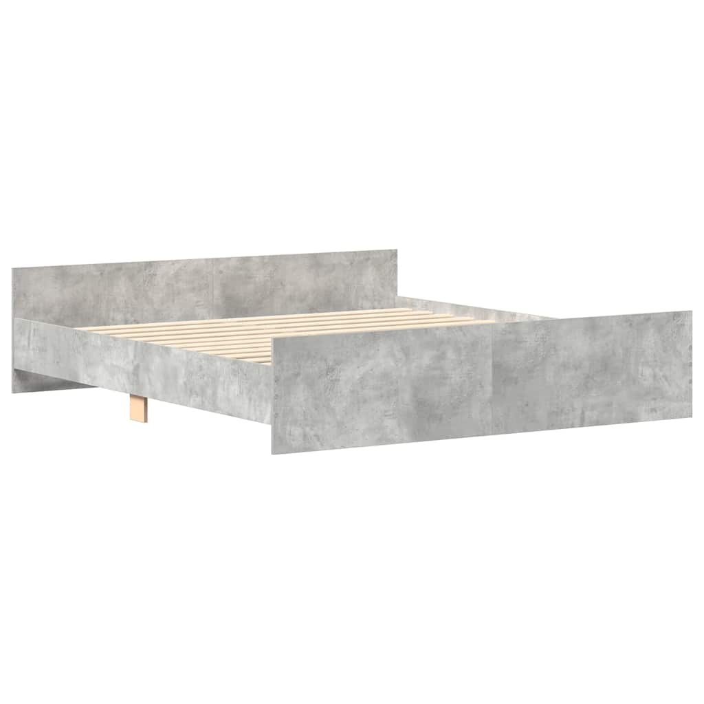 vidaXL Bettgestell mit Kopf- und Fußteil Betongrau 200x200 cm