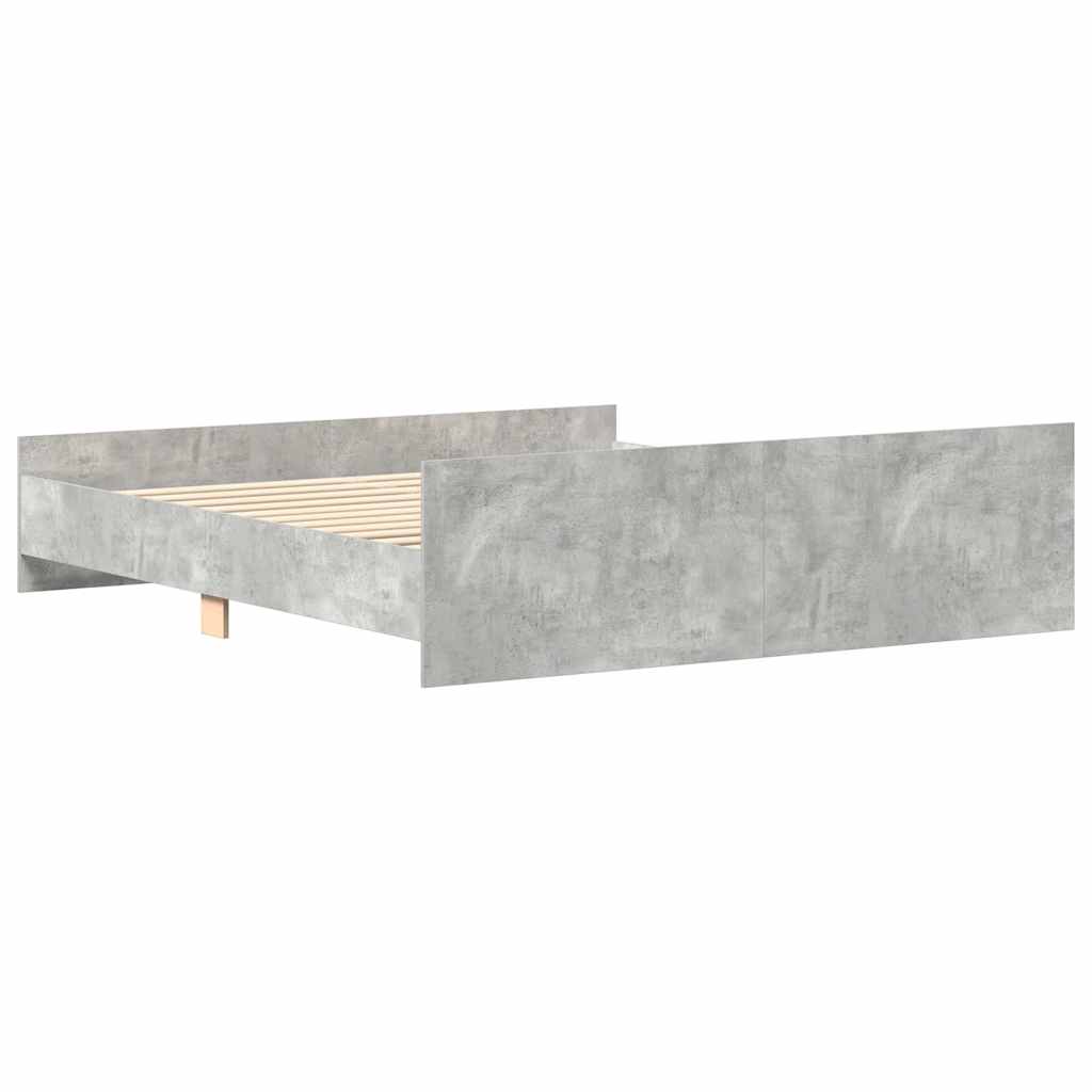 vidaXL Bettgestell mit Kopf- und Fußteil Betongrau 200x200 cm