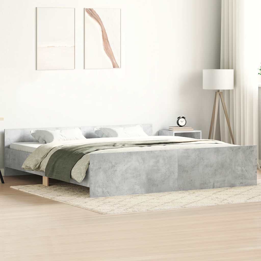 vidaXL Bettgestell mit Kopf- und Fußteil Betongrau 200x200 cm
