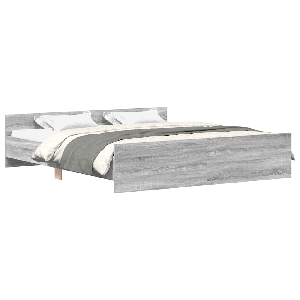vidaXL Bettgestell mit Kopf- und Fußteil Grau Sonoma 200x200 cm