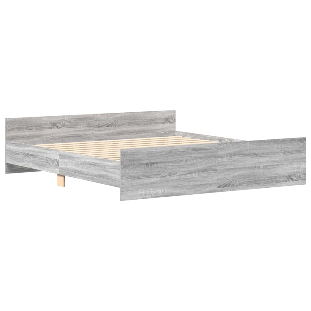 vidaXL Bettgestell mit Kopf- und Fußteil Grau Sonoma 200x200 cm