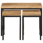vidaXL Satztische 3 Stk. Raues Massivholz Mango und Eisen