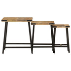 vidaXL Satztische 3 Stk. Massivholz Mango und Eisen