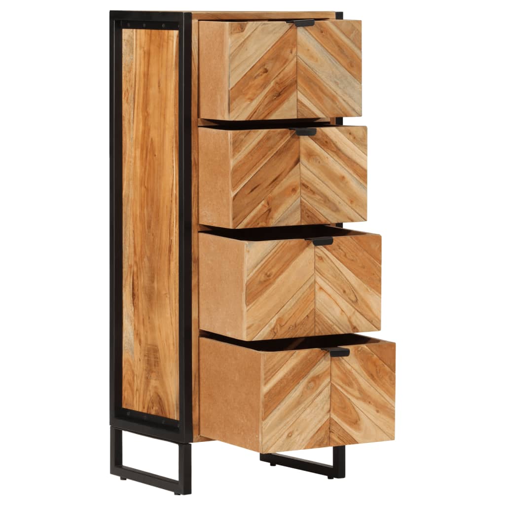 vidaXL Badschrank 40x30x100 cm Massivholz Akazie und Eisen