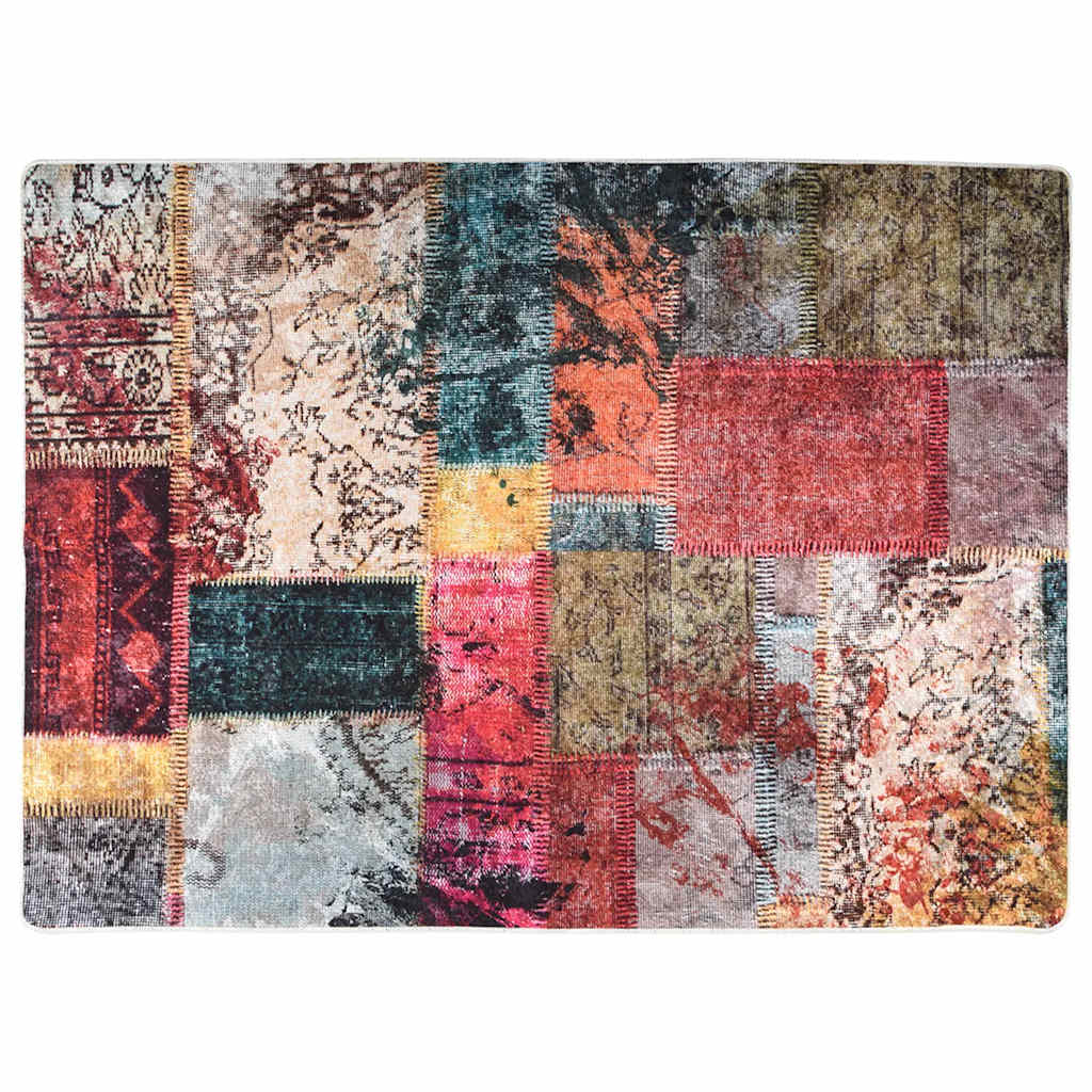 vidaXL Teppich Waschbar Patchwork Mehrfarbig 150x230 cm