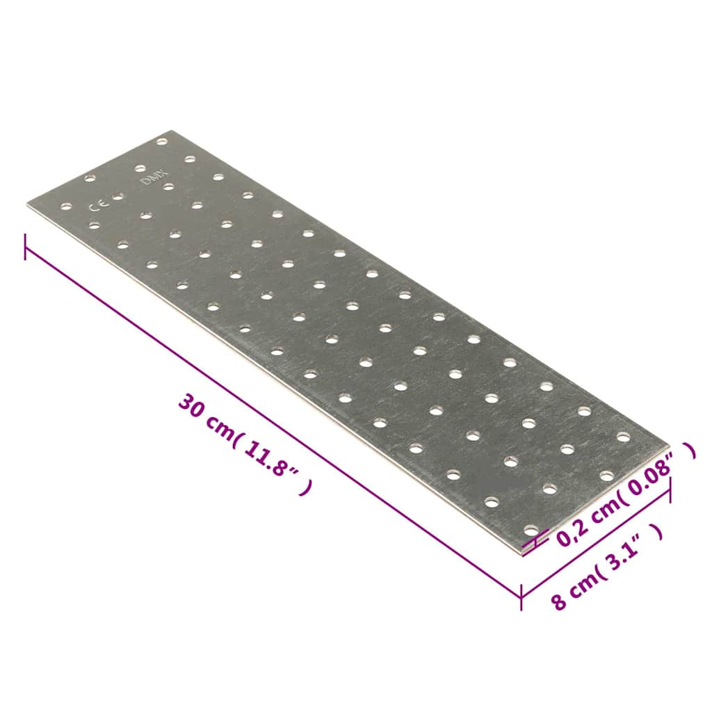 vidaXL Lochplatten 20 Stk. 2 mm 300x80 mm Verzinkter Stahl