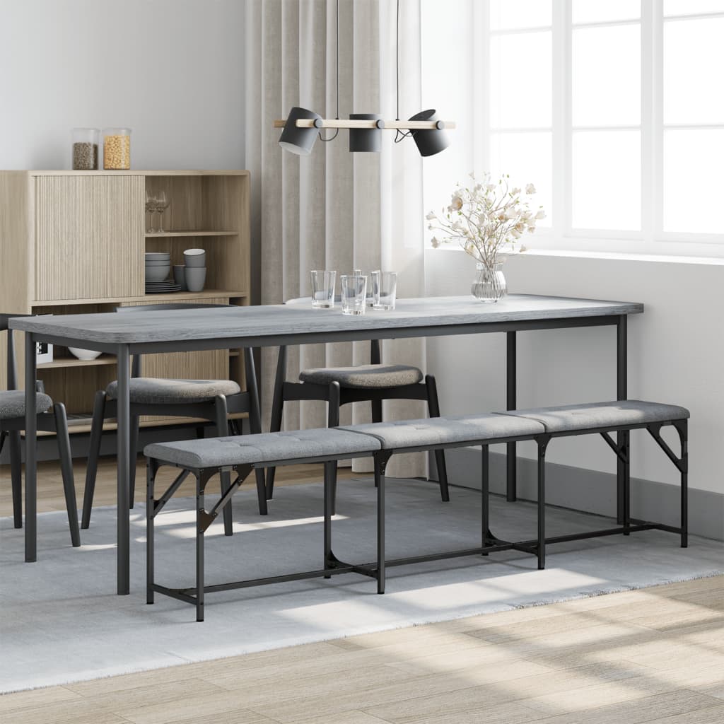vidaXL Essbank Hellgrau 186x32x45 cm Stahl und Stoff