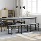 vidaXL Essbank Hellgrau 186x32x45 cm Stahl und Stoff